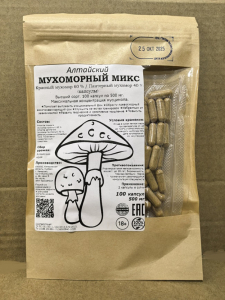 Микс Грибы Алтая капсулы 0,5 гр (Красный/Пантерный - 60/40) 100 штМикс Грибы Алтая капсулы 0,5 гр (Красный/Пантерный - 60/40) 100 шт