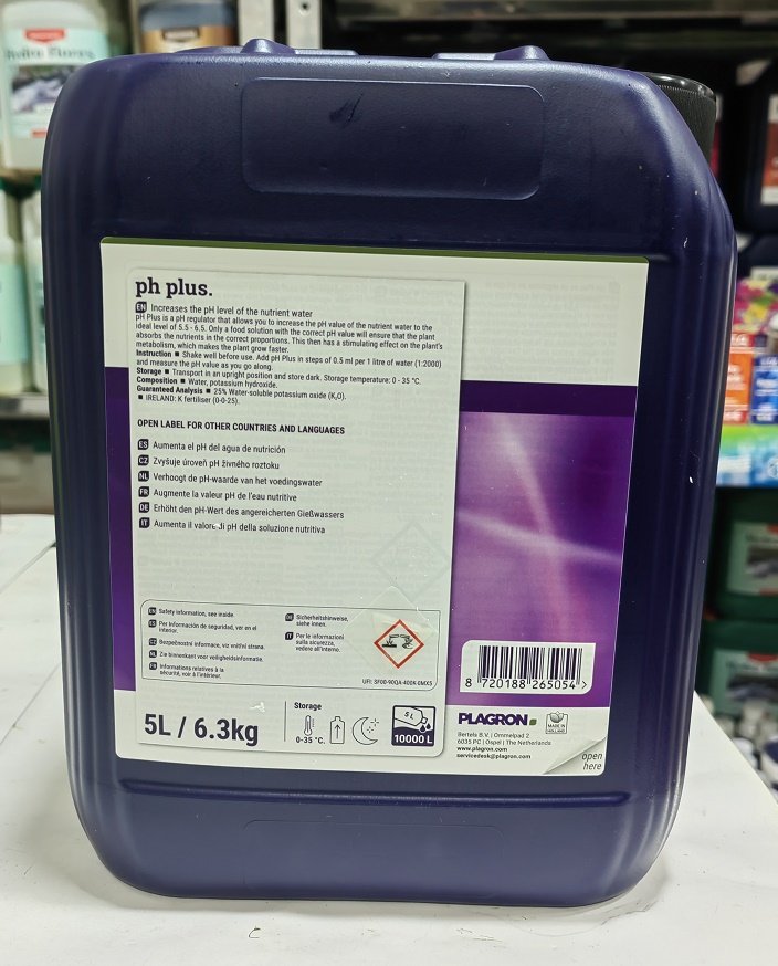 Регулятор pH plus Plagron 5 литровРегулятор pH plus Plagron 5 литров